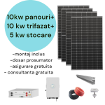 Kit sistem fotovoltaic 10kw cu invertor 10kw si baterie stocare 5kw