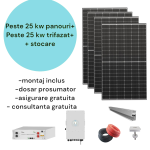 Kit sistem fotovoltaic +25kw cu invertor +25kw si baterie stocare