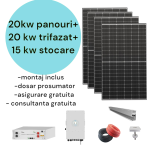 Kit sistem fotovoltaic 20kw cu invertor 20kw si baterie stocare 15kw